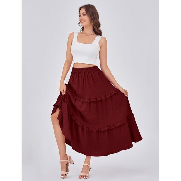 Lightweight Flowy Maxi Skirt with Ruffles & Pockets - Perfect for Every Style - Picture 2 of 5